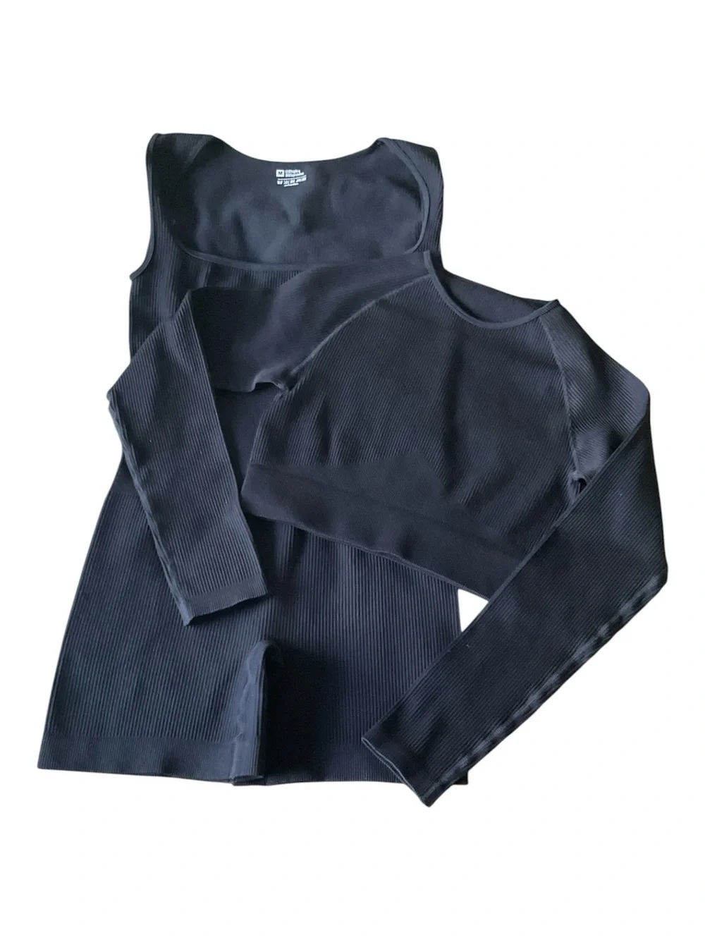 Navy Ribbed Tank and Long Sleeve Set
